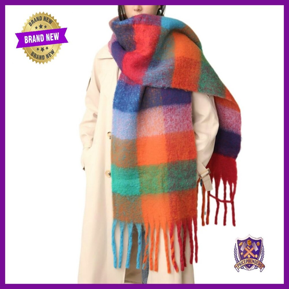 Oversized Chunky Knit Scarf Shawl 100% Acrylic Winter Warm